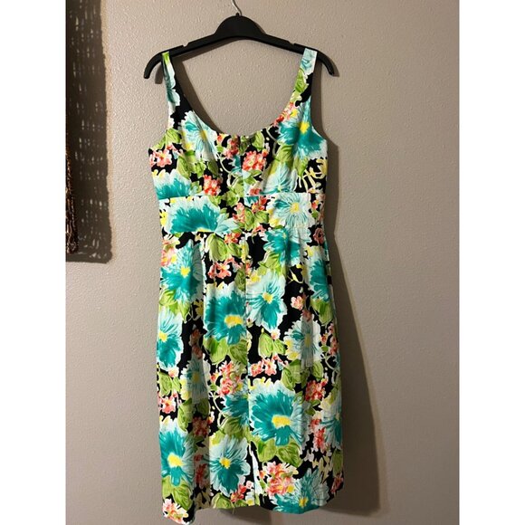 Suzi Chin Dress 12 Multicolor Vibrant Floral Stretch Cotton Sleeveless Summer - Picture 6 of 6